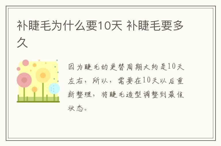 补睫毛为什么要10天 补睫毛要多久