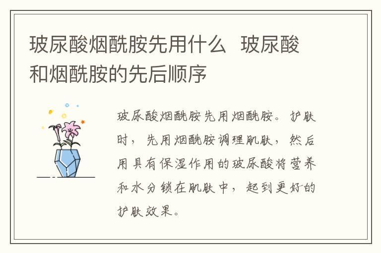 玻尿酸烟酰胺先用什么 玻尿酸和烟酰胺的先后顺序