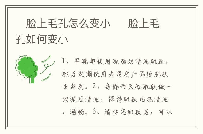 脸上毛孔怎么变小 脸上毛孔如何变小
