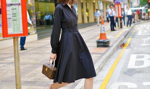 长袖连衣裙街拍 给你增加甜美风情