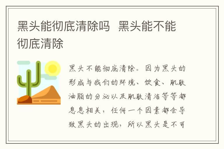 黑头能彻底清除吗 黑头能不能彻底清除