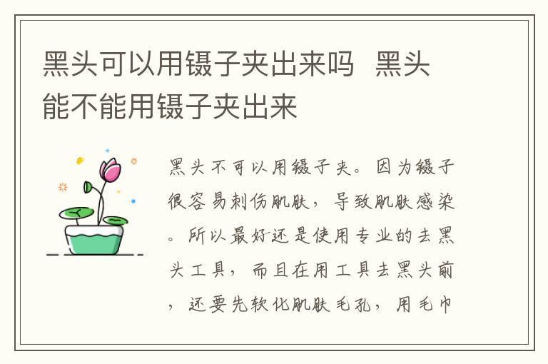 黑头可以用镊子夹出来吗 黑头能不能用镊子夹出来