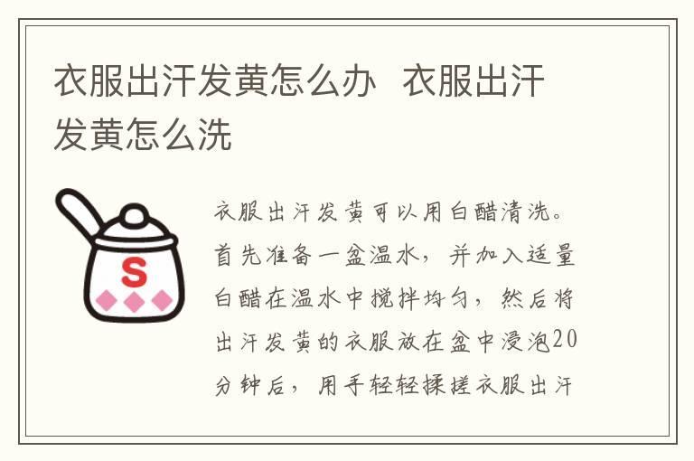 衣服出汗发黄怎么办 衣服出汗发黄怎么洗