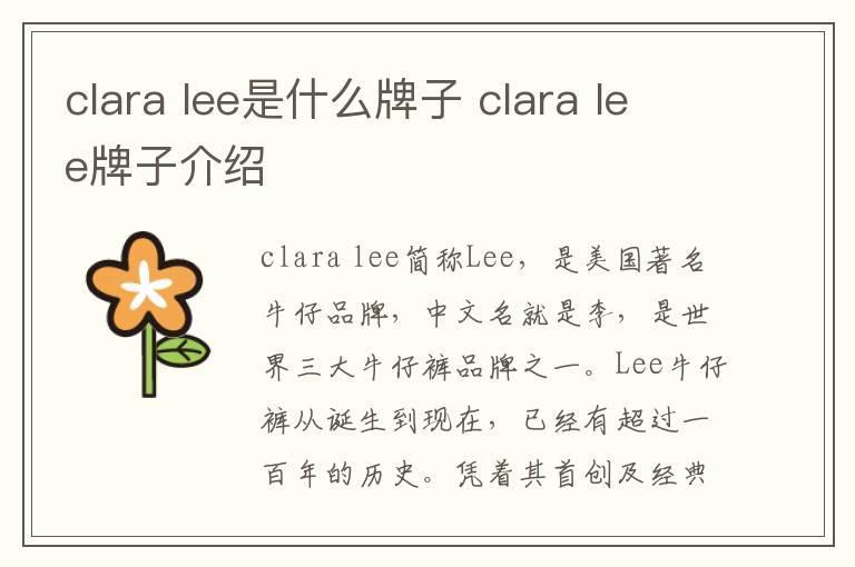 clara lee是什么牌子 clara lee牌子介绍