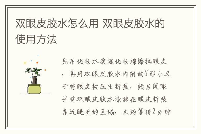 双眼皮胶水怎么用 双眼皮胶水的使用方法