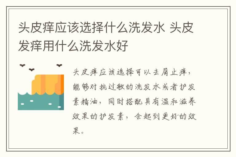头皮痒应该选择什么洗发水 头皮发痒用什么洗发水好