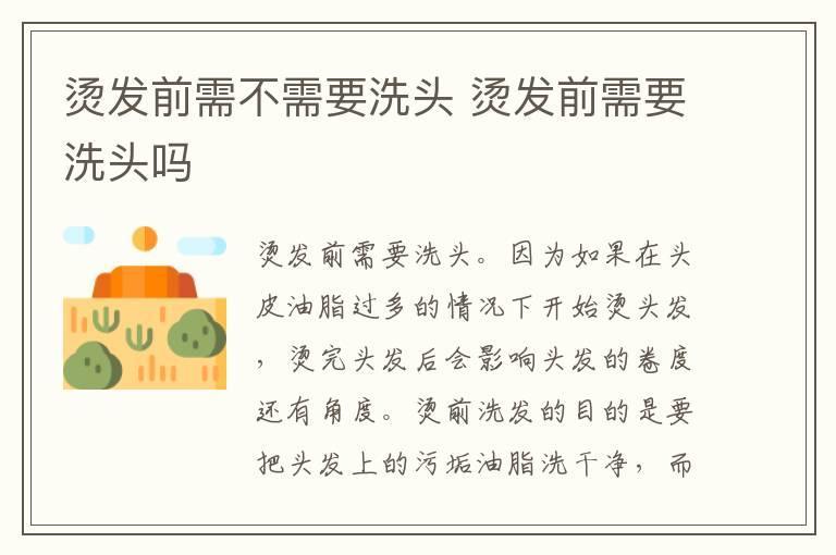 烫发前需不需要洗头 烫发前需要洗头吗