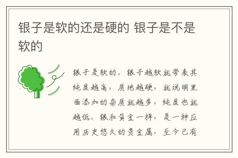 银子是软的还是硬的 银子是不是软的