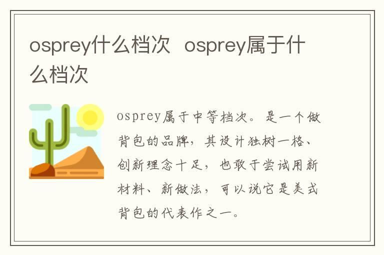 osprey什么档次  osprey属于什么档次