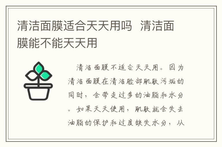 清洁面膜适合天天用吗 清洁面膜能不能天天用