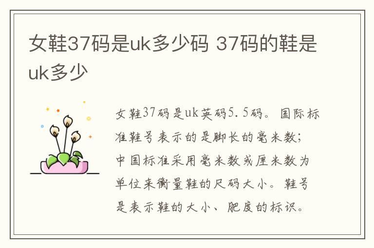 女鞋37码是uk多少码 37码的鞋是uk多少