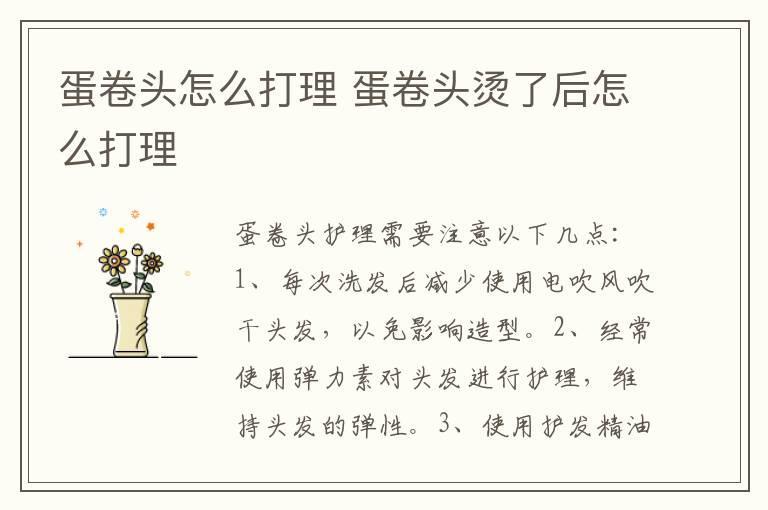 蛋卷头怎么打理 蛋卷头烫了后怎么打理