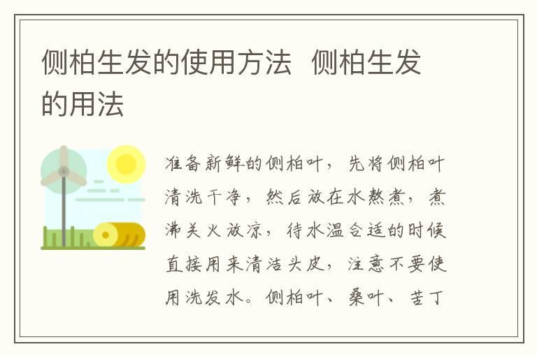 侧柏生发的使用方法 侧柏生发的用法