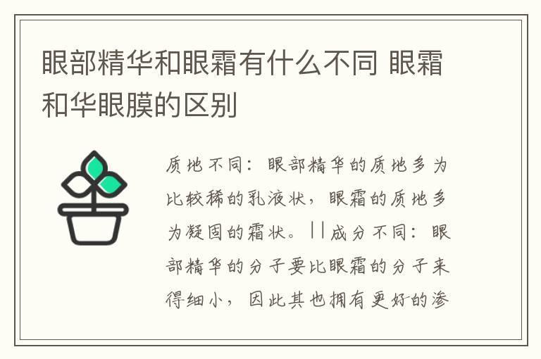 眼部精华和眼霜有什么不同 眼霜和华眼膜的区别