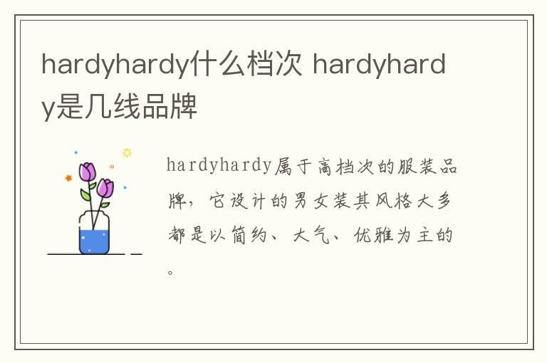 hardyhardy什么档次 hardyhardy是几线品牌