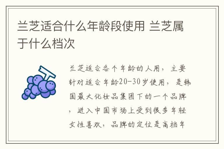 兰芝适合什么年龄段使用 兰芝属于什么档次