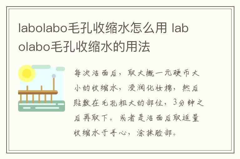 labolabo毛孔收缩水怎么用 labolabo毛孔收缩水的用法