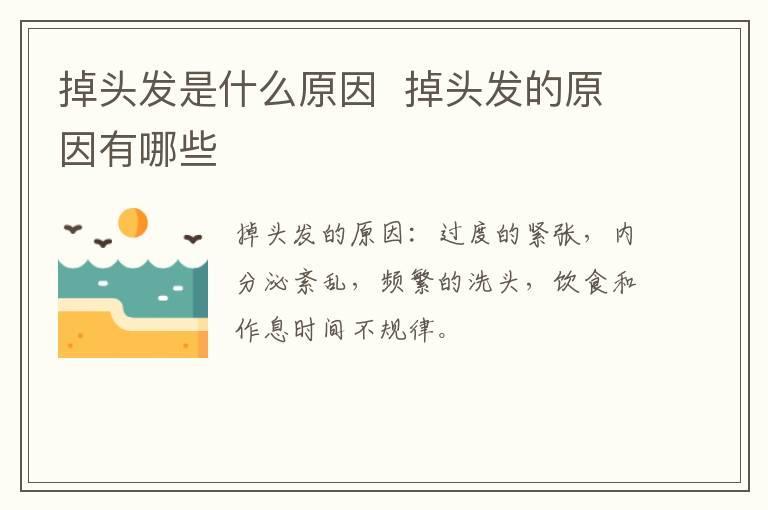 掉头发是什么原因 掉头发的原因有哪些