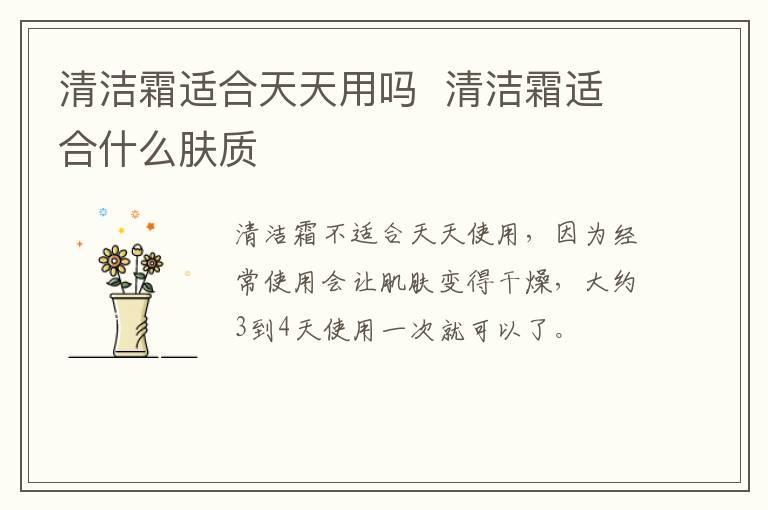 清洁霜适合天天用吗  清洁霜适合什么肤质