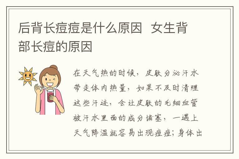 后背长痘痘是什么原因 女生背部长痘的原因