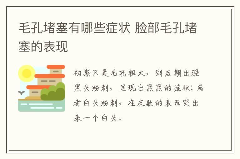 毛孔堵塞有哪些症状 脸部毛孔堵塞的表现