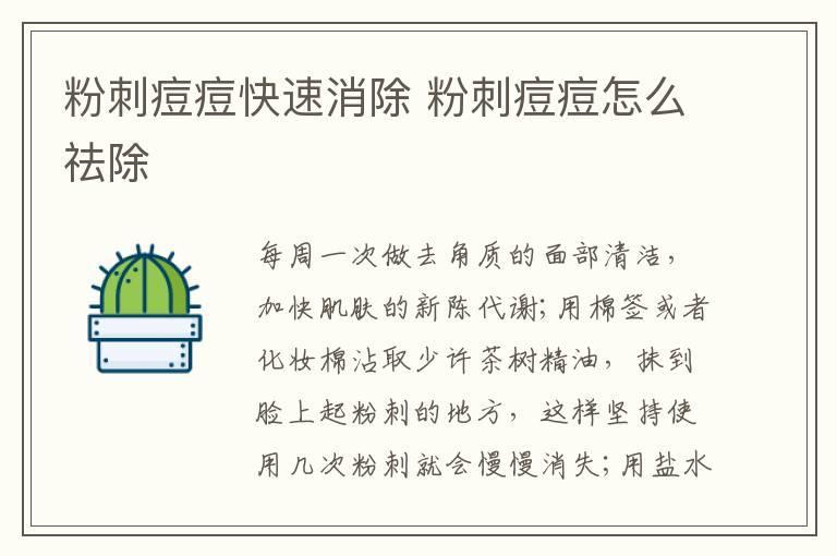 粉刺痘痘快速消除 粉刺痘痘怎么祛除