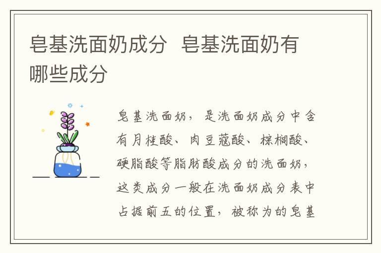 皂基洗面奶成分 皂基洗面奶有哪些成分