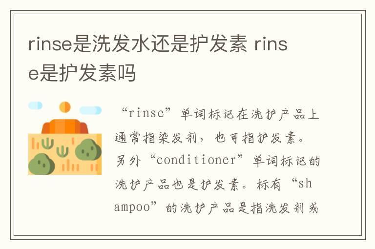 rinse是洗发水还是护发素 rinse是护发素吗