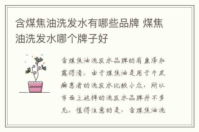 含煤焦油洗发水有哪些品牌 煤焦油洗发水哪个牌子好