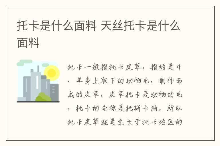 托卡是什么面料 天丝托卡是什么面料