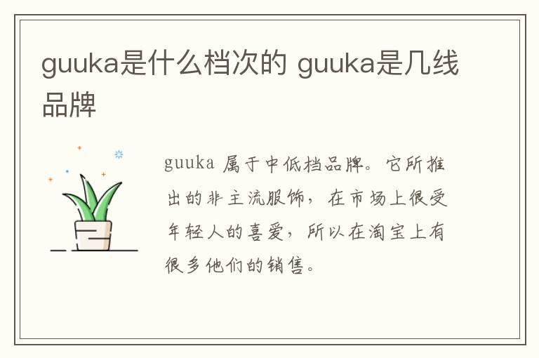 guuka是什么档次的 guuka是几线品牌