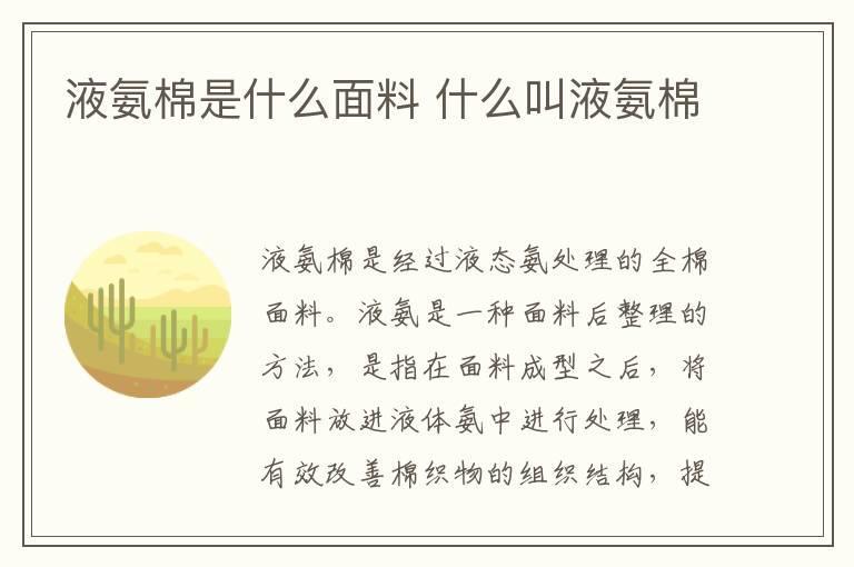 液氨棉是什么面料 什么叫液氨棉