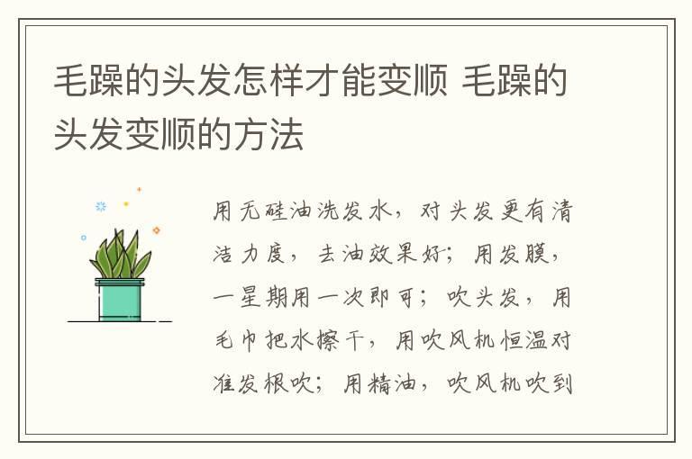 毛躁的头发怎样才能变顺 毛躁的头发变顺的方法