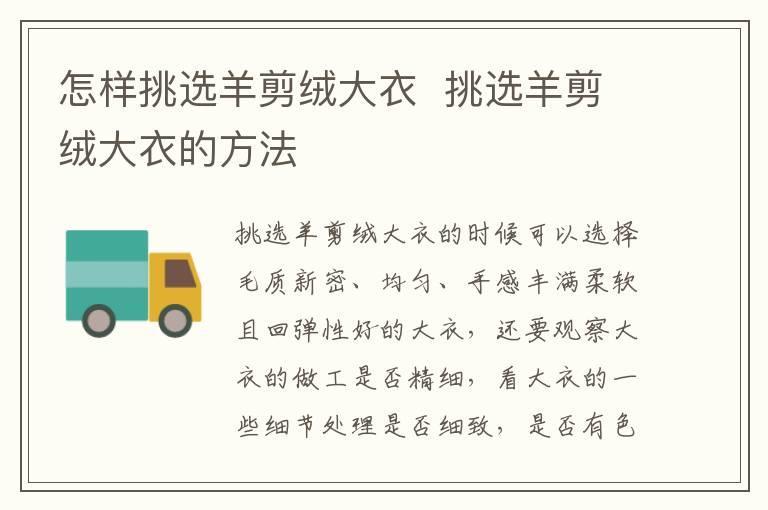 怎样挑选羊剪绒大衣 挑选羊剪绒大衣的方法