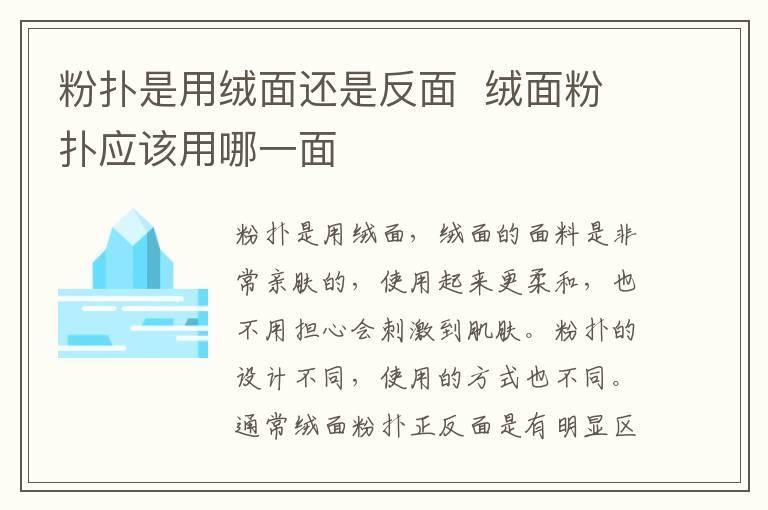 粉扑是用绒面还是反面 绒面粉扑应该用哪一面