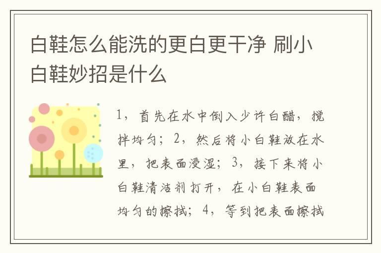 白鞋怎么能洗的更白更干净 刷小白鞋妙招是什么