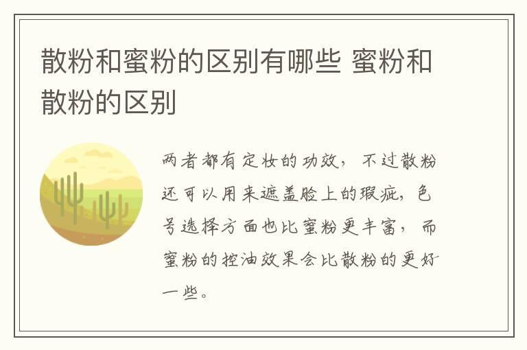 散粉和蜜粉的区别有哪些 蜜粉和散粉的区别