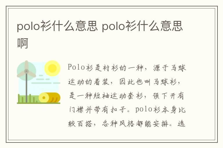 polo衫什么意思 polo衫什么意思啊