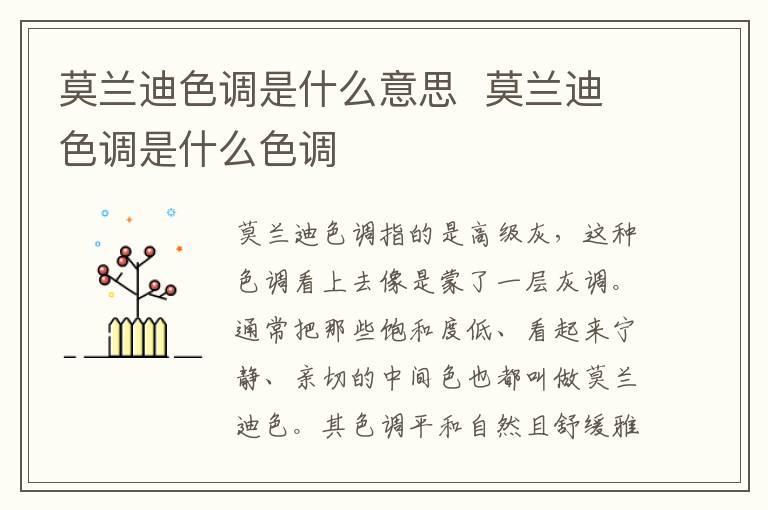 莫兰迪色调是什么意思 莫兰迪色调是什么色调