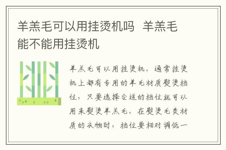 羊羔毛可以用挂烫机吗 羊羔毛能不能用挂烫机