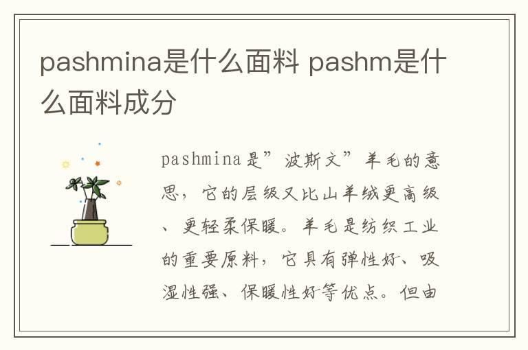 pashmina是什么面料 pashm是什么面料成分