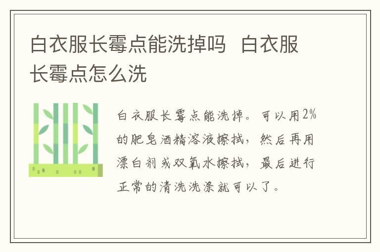 白衣服长霉点能洗掉吗  白衣服长霉点怎么洗