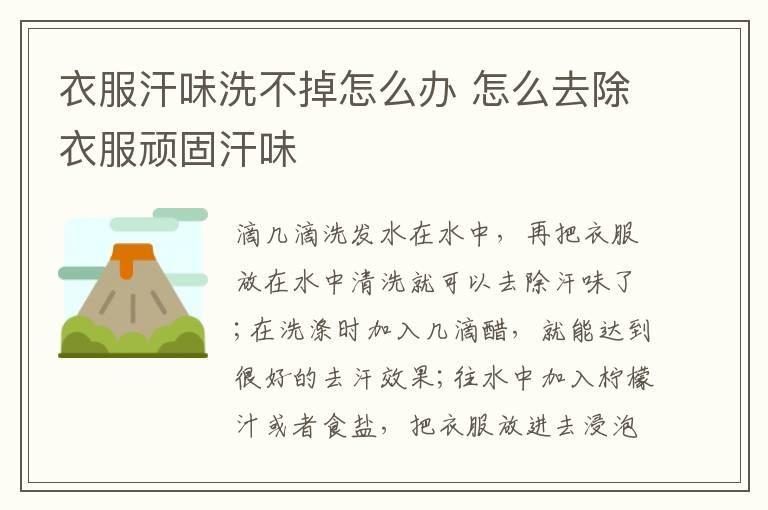 衣服汗味洗不掉怎么办 怎么去除衣服顽固汗味