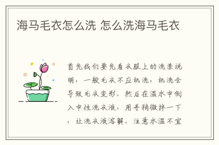 海马毛衣怎么洗 怎么洗海马毛衣