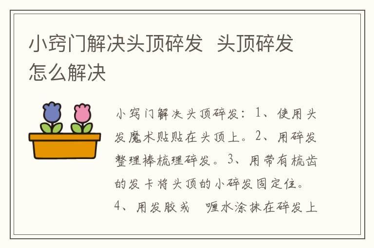 小窍门解决头顶碎发  头顶碎发怎么解决