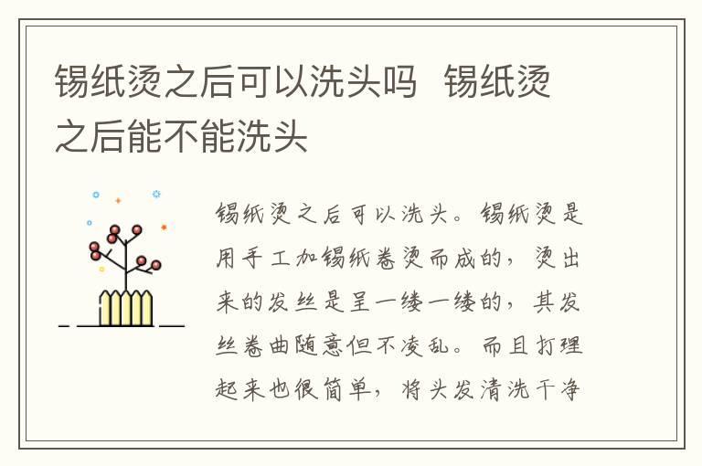 锡纸烫之后可以洗头吗 锡纸烫之后能不能洗头