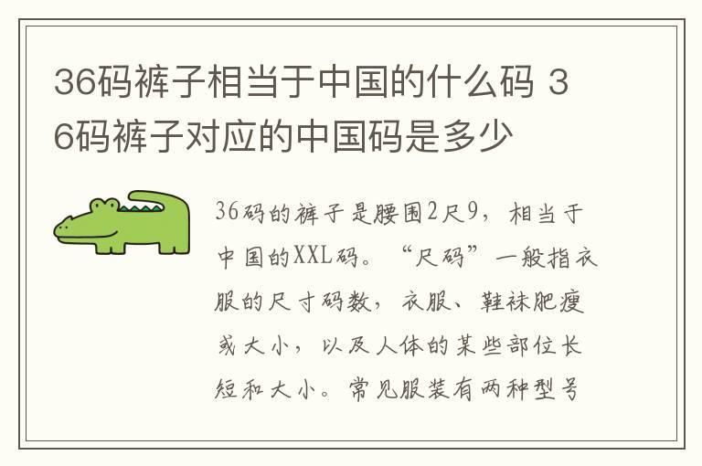 36码裤子相当于中国的什么码 36码裤子对应的中国码是多少