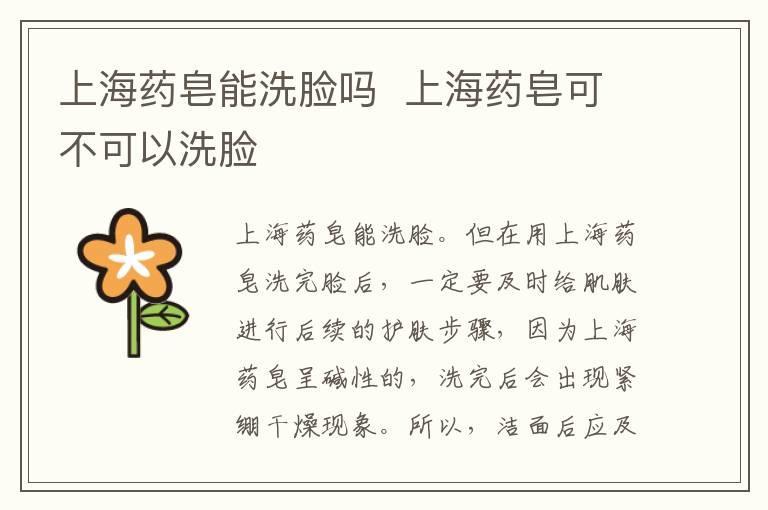 上海药皂能洗脸吗 上海药皂可不可以洗脸