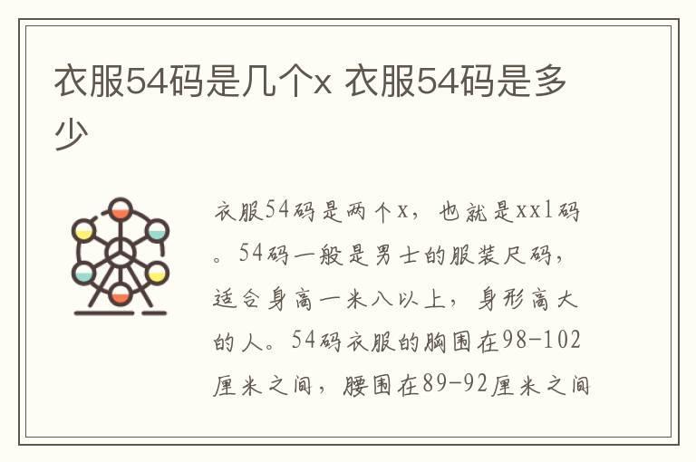 衣服54码是几个x 衣服54码是多少