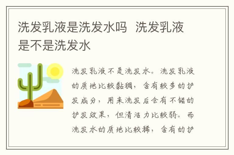 洗发乳液是洗发水吗 洗发乳液是不是洗发水
